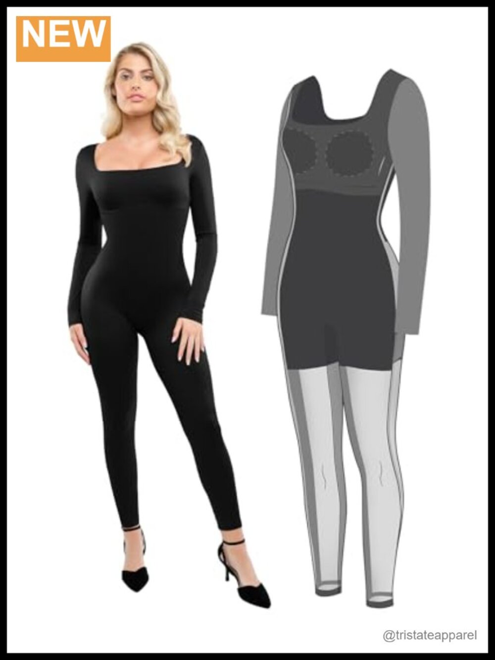 Popilush Shapewear Jumpsuit Long Sleeve Bodysuit Body Shaper